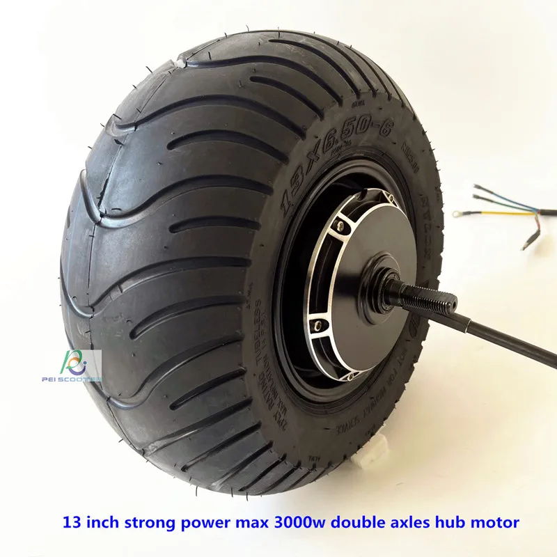 13 Inch 13inch Strong Power Max 4000W 13X6.50-6 Wide Tyre Brushless Gearless Dc Hub Wheel Motor disc brake phub-167MT