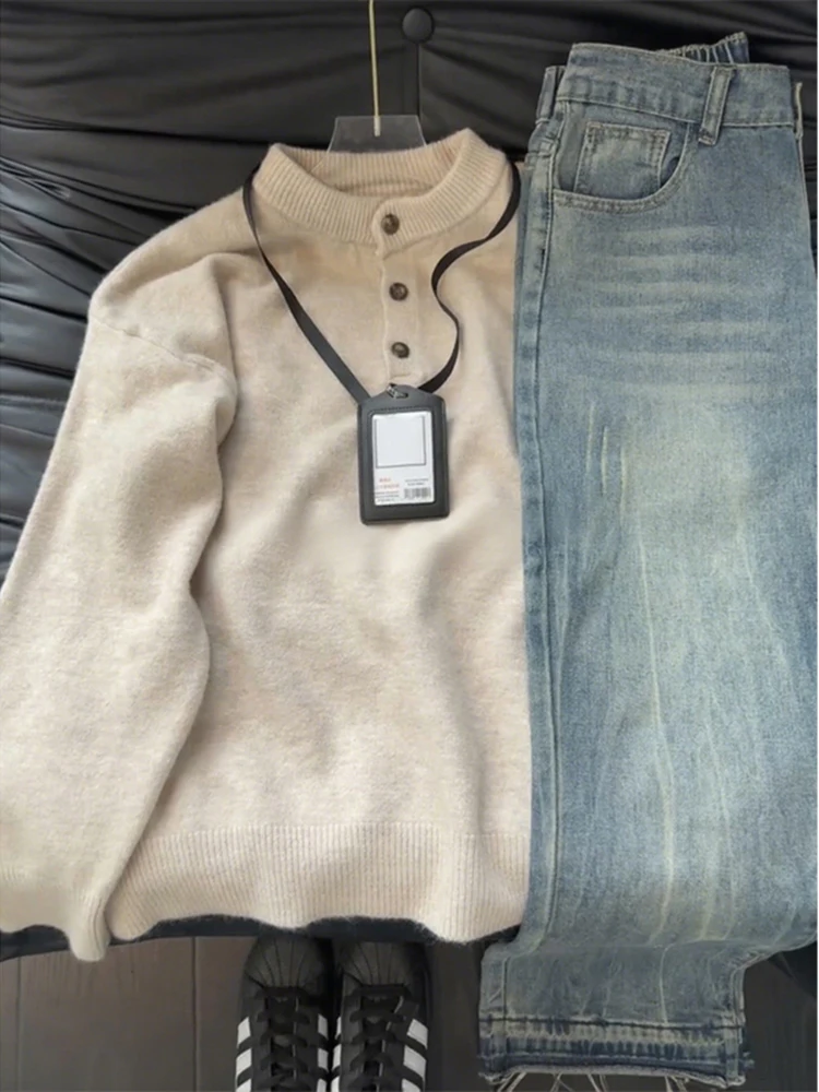 

Ретро трикотаж Генри Не, мужской осенне-зимний молодежный трикотаж High Sensation Long Sve American Sle Base irt, внутренняя одежда