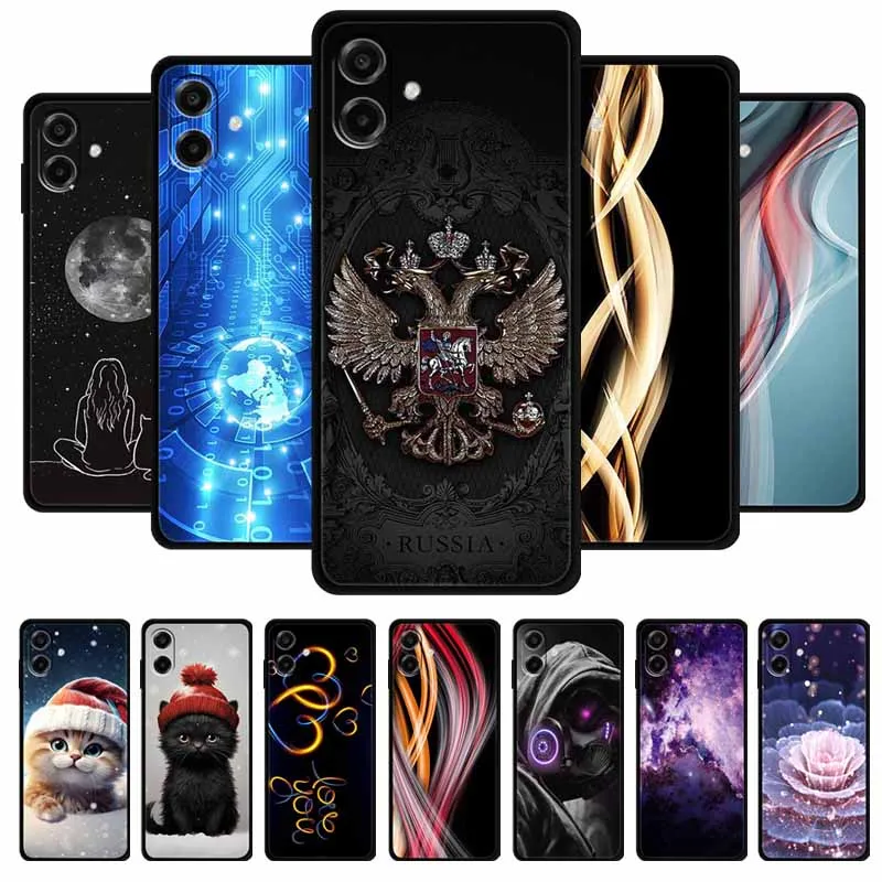 For Samsung Galaxy A08 A07 4G Shock proof Protection Black Silicone Case Coque Suitable For Samsung Galaxy A06 4G 5G Daily Use.