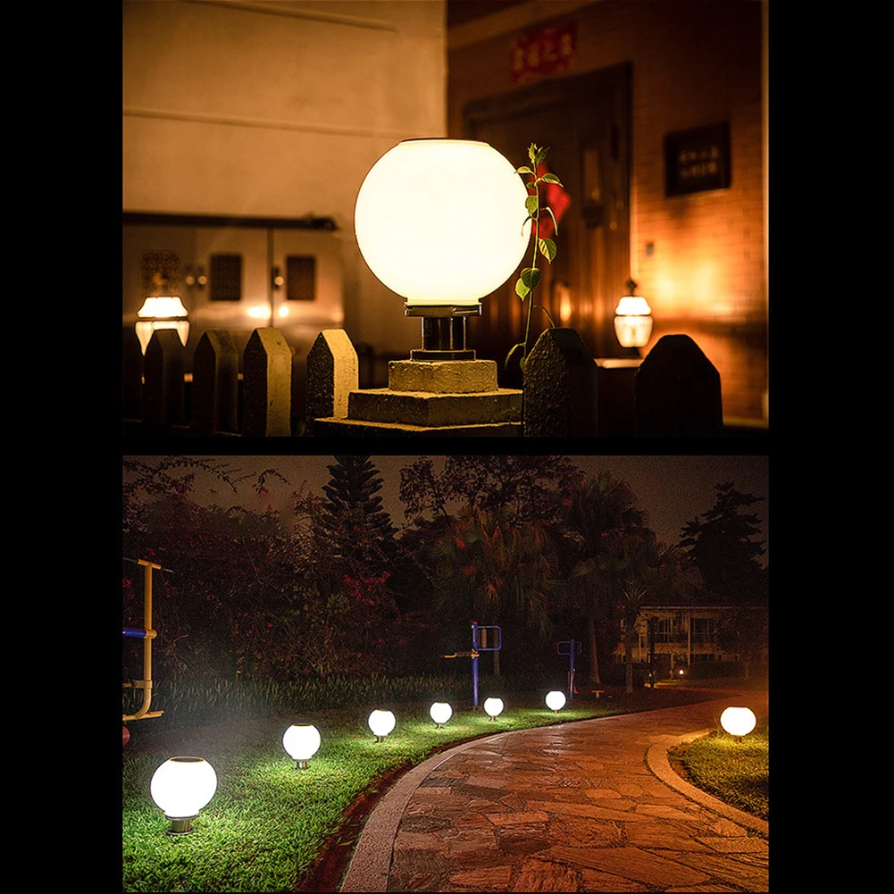 Outdoor Solar Column Lamp Waterproof LED Round Ball Pillar Light Fixture Fence LED Lamp For Porches Garden Gate Column Decor