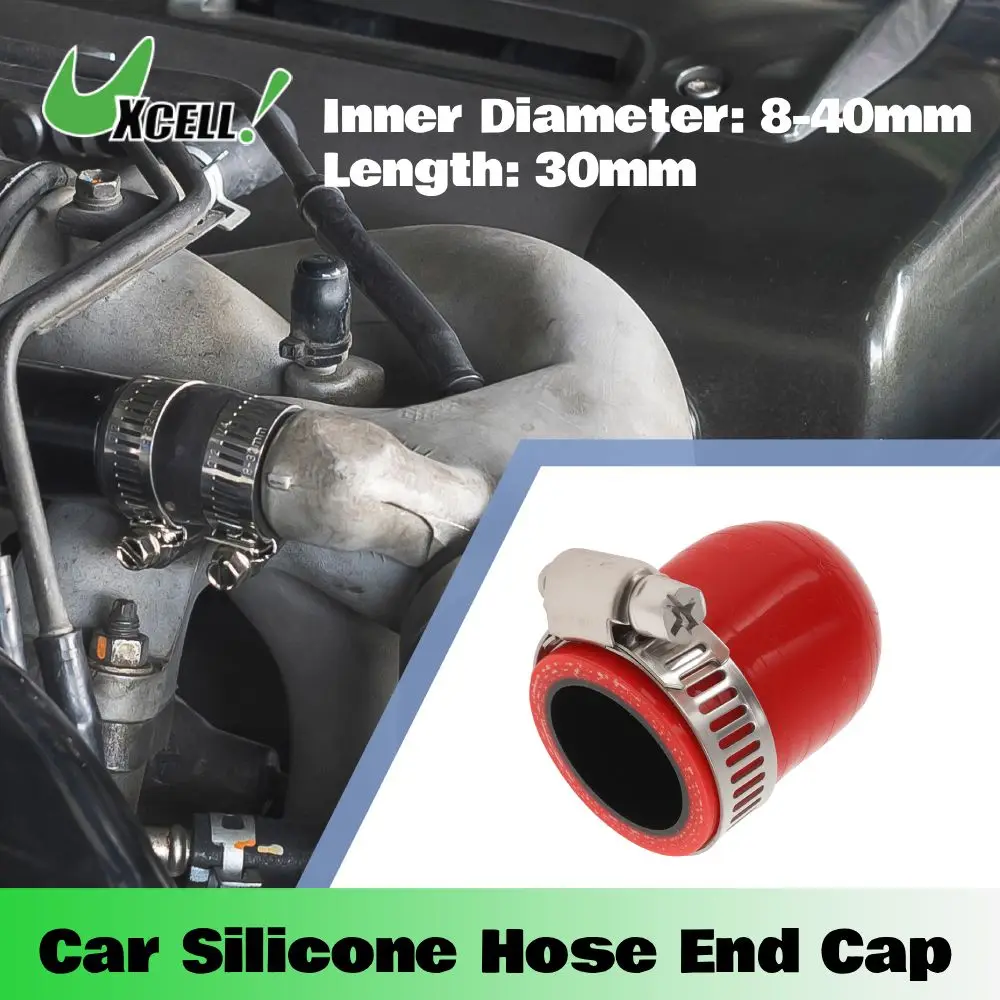 Uxcell 6/8/10/12/14/18/20/22/25/28/30/32/35/38/40mm ID Car Silicone Rubber Hose End Cap with Clamps for Car Coolant Brake Fluid