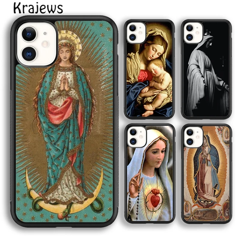 Krajews Mother Virgin Mary Soft Phone Case Cover For iPhone 17 Air 16 15 14 plus 11 12 13 pro ma Plus coque Fundas