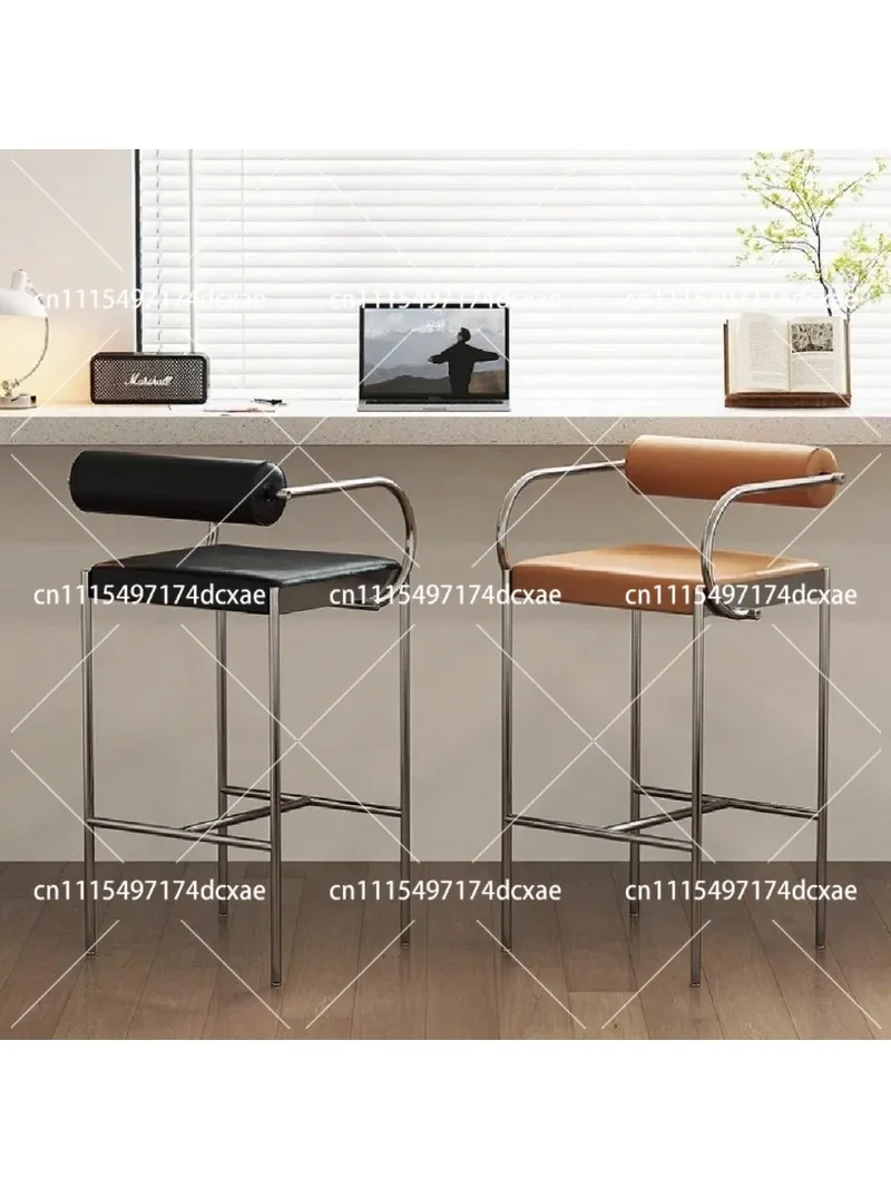 Bar Stool with Backrest Modern Minimalist Kitchen Island Stool for Home Cafe Scandinavian Counter Seat