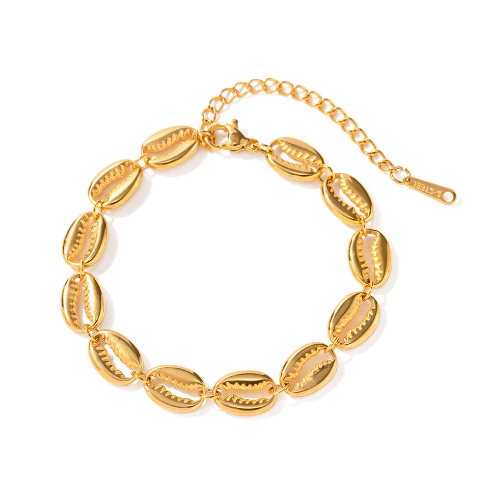 Youthway Stainless Steel Hollow Shell Gold Color Bracelet Waterproof 18K PVD Plated Jewelry Women Men