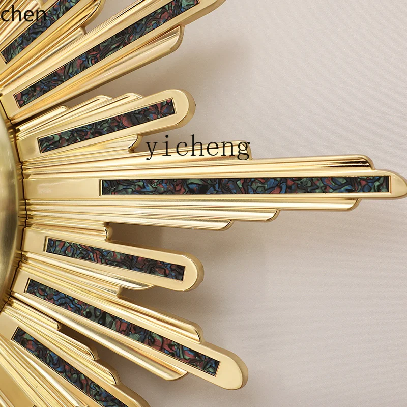 YFY SUNFLOWER Clock Wall Clock Atmospheric Art Clock Villa Entrance Luxury Watch