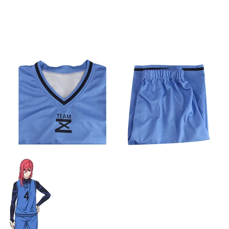2025 New Anime Blue Lock No.4 Football Jersey Isagi Yoichi Cosplay Costume Wig Chigiri Hyouma Sportswear Team Z No.4 Bachira Meg