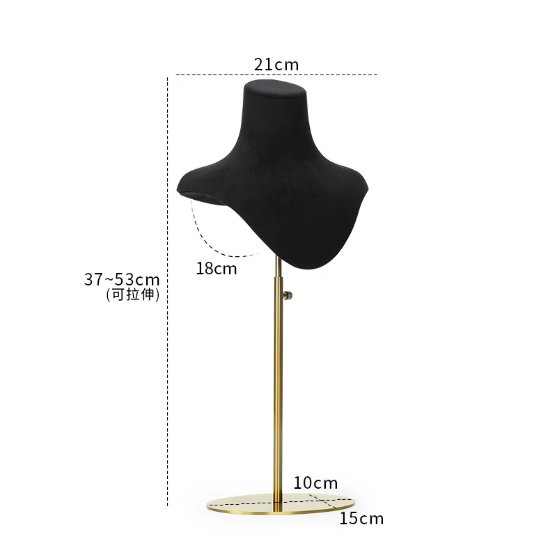 

Window display necklace display rack, black high-end velvet leather earrings, rings, bracelets, jewelry display props