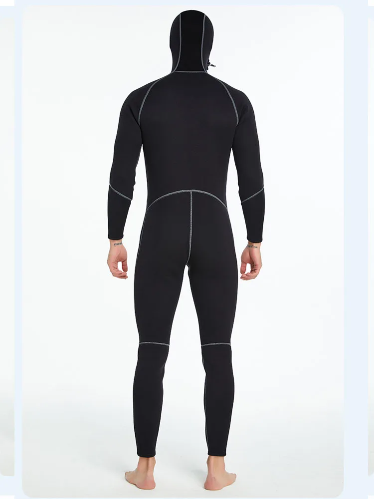 Black Spearfishing Wetsuits Men 1.5mm Neoprene One Pieces Full Body Hooded Super Stretch Scuba Diving Suit With Hood