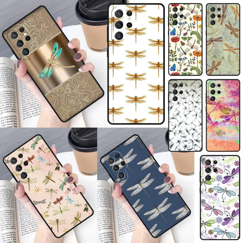 Floral Colorful Dragonfly Phone Case for Samsung Galaxy S26 Ultra S25 S24 S23 S22 S21 S20 Note10 Plus FE Cover Luxury