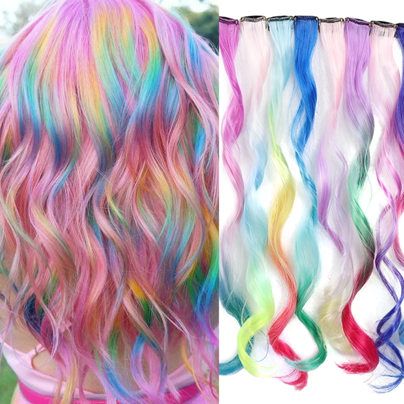 

2 шт., 16-дюймовые красочные наращивание волос, синтетические омбре, волнистые заколки для наращивания волос, легкие шиньоны для женщин, праздничная одежда
