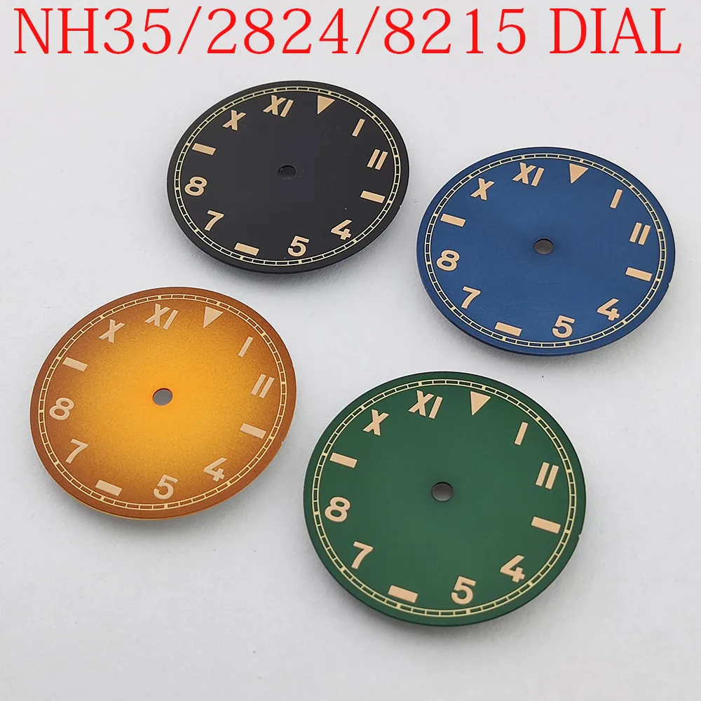 Esfera de relojes retro, accesorio de reloj ensamblado de 28,5 MM, esfera luminosa NH35A adecuada para movimientos NH35/36/2824/8215