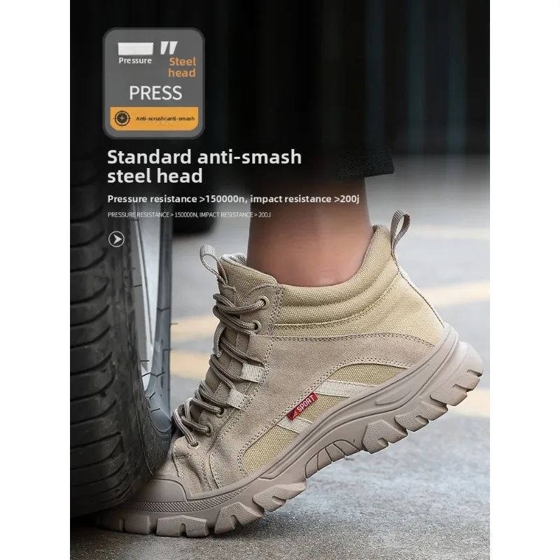 جلد البقر المدبوغ الرجال أحذية حماية العمل جلد البقر المدبوغ أحذية سلامة العمل غطاء صلب لأصبع القدم غير قابل للتدمير المضادة للانزلاق الذكور الأحذية