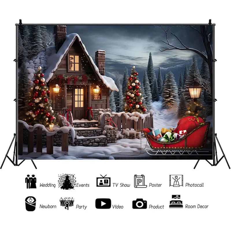 

Vinyl Custom Christmas Day Photography Backdrops Happy Magic Xmas Eve New Year Candy Fireplace Studio Background Props JD-01