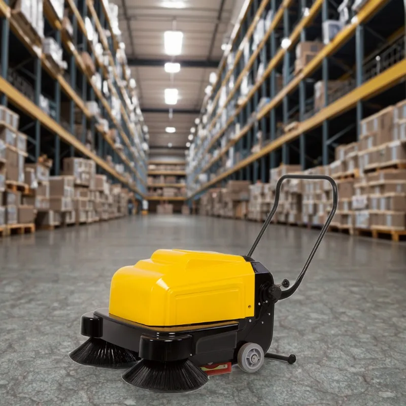 Battery Powered Manual Mini Road Floor Sweeper Brush Walk-Behind Hand Push Machine Outdoor Sweeping Custom Logo Available