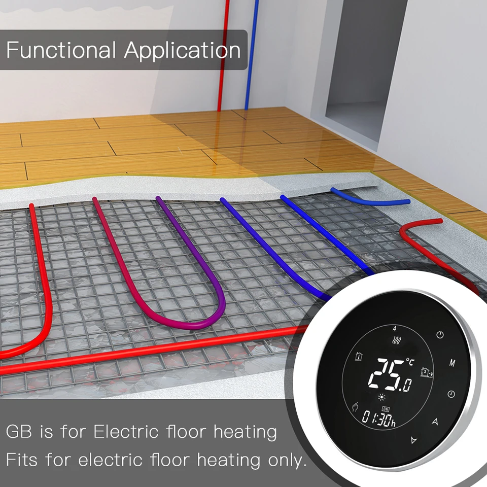 Tuya Wifi Smart Thermostat Electric Floor Heating APP Remote Control Backlight Weekly LCD Touch Screen Temperature Controller