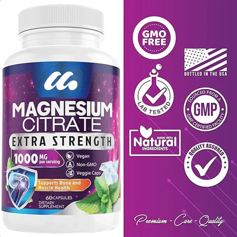 Magnesium Citrate Capsules - Highly Absorbent Citric Acid Complex, Gluten Free, Non GMO