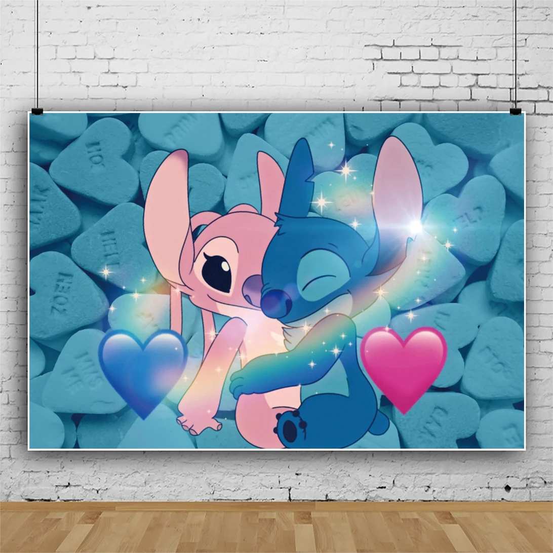 Lilo & Stitch Angel Photo Backdrop, Fotografia Backdrop, Baby Shower, Birthday Party Decoration, Adereços Suprimentos, Poster Banner