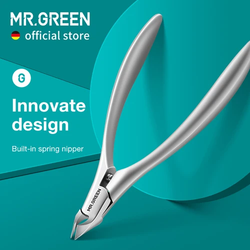 MR.GREEN Pinzas para cutículas, tijeras para cutículas innovadoras, cortaúñas con resorte incorporado, recortador, producto para eliminar la piel muerta, herramienta de manicura y belleza