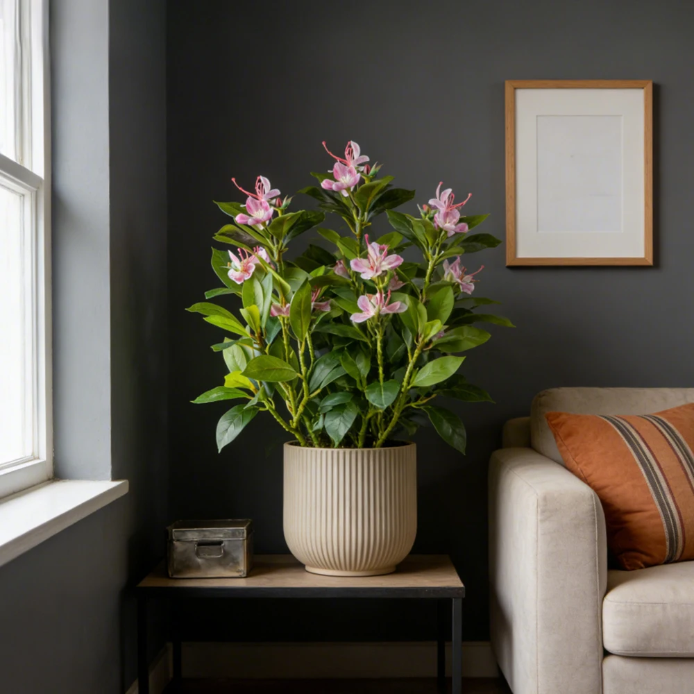 21-40 cm große künstliche Azaleenblüten, künstlicher Ficusbaum, künstliche Magnolienzweige, tropische Kunstbanyanblätter für die Dekoration von Zuhause und Büro – Detail 3
