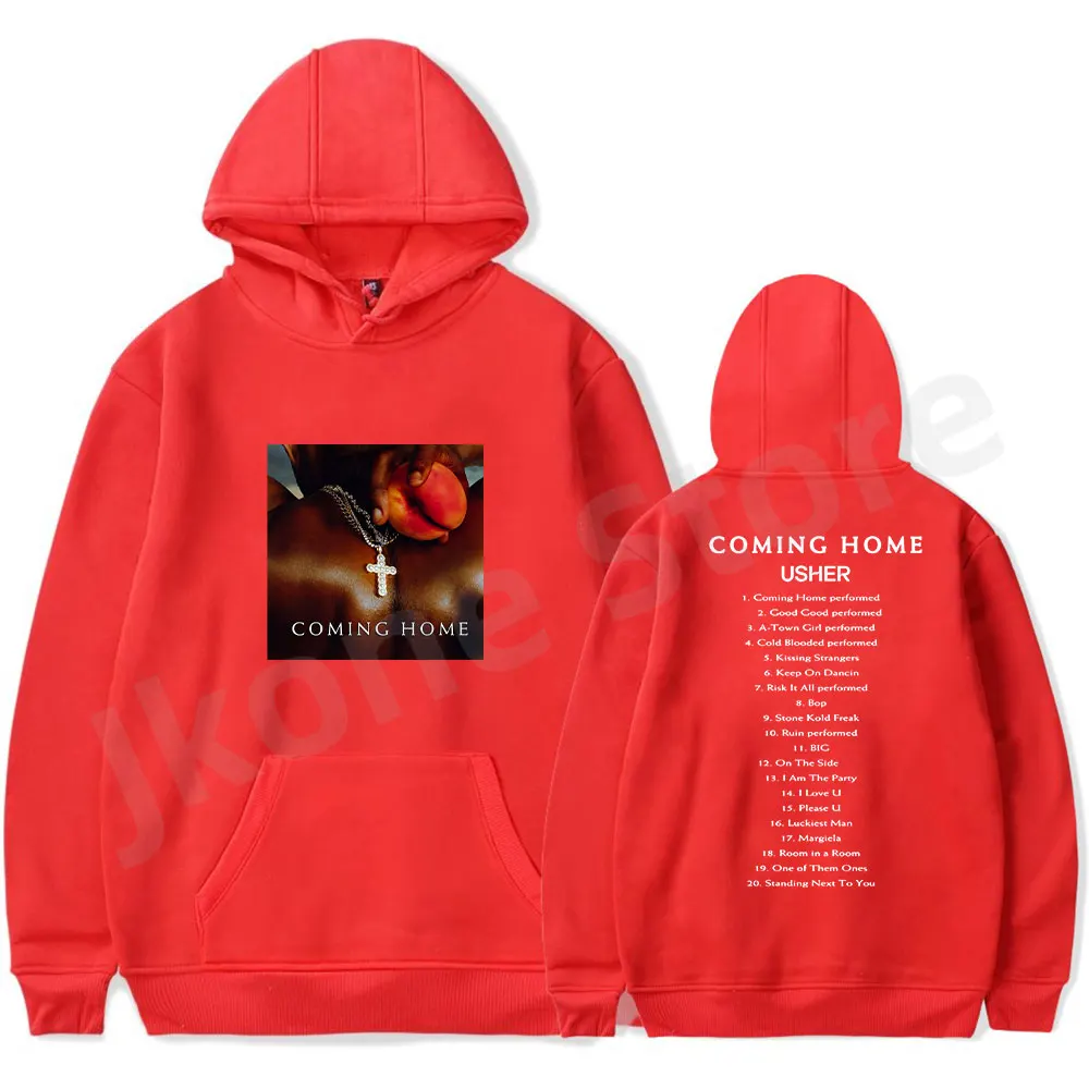 Usher datang rumah Hoodies Rapper Tour Merch wanita pria Fashion kasual lengan panjang kaus