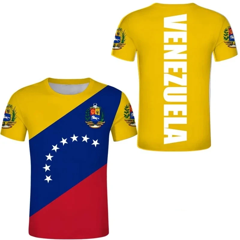 Summer Men's T-shirt Women's T-shirt Venezuela National Flag And Emblem 3D Printed Tops High-quality Clothing For Men And Women