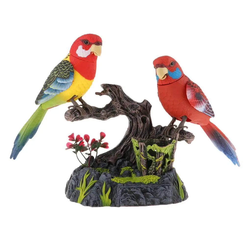 

Activated Talking Parrots Dancing Chirping Birds with Pen Holder and Sounds and Movements