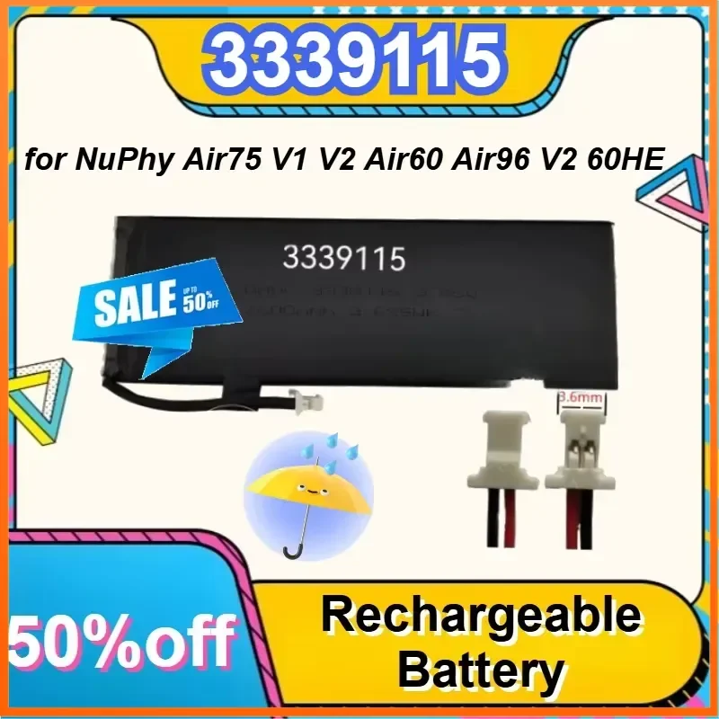 3339115 Battery for NuPhy Air75 V1 V2 Air60 Air96 V2 60HE Low Profile Mechanical Keyboard Lithium Battery