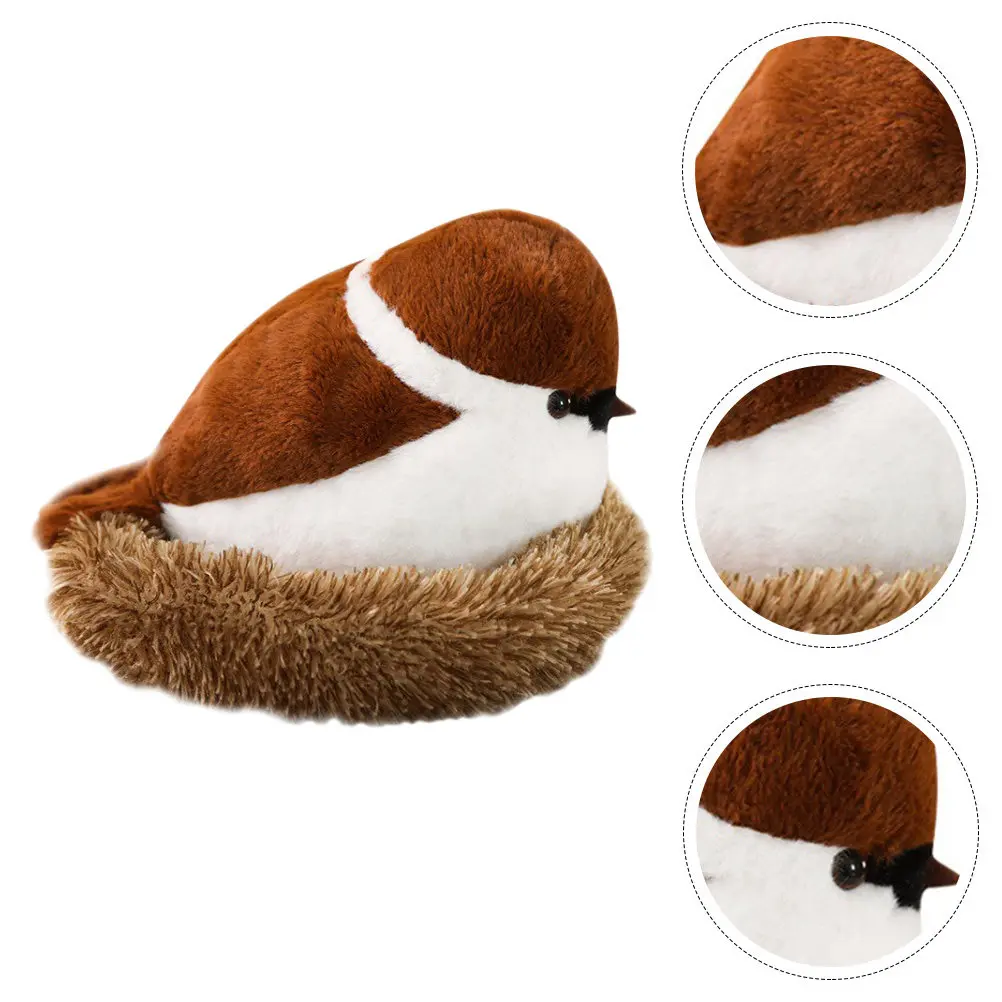 

Lifelike Sparrow Soft Stuffed Animal Decor for Home Living Room Nursery Kids Gift Collection Play Educational Ornament