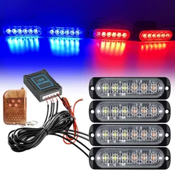 Car Front Grille Light Red Blue Police Strobe Emergency Remote Wireless Control Flash Signal Fireman Beacon Warning Lamp 12V 24V