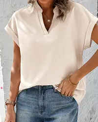 Women's Blouse White Shirt 2024 Summer V-neck Cotton Linen Shirt Top Woman Summer Shirt Blusa Work Wear Tee Shirt Femme Blusas