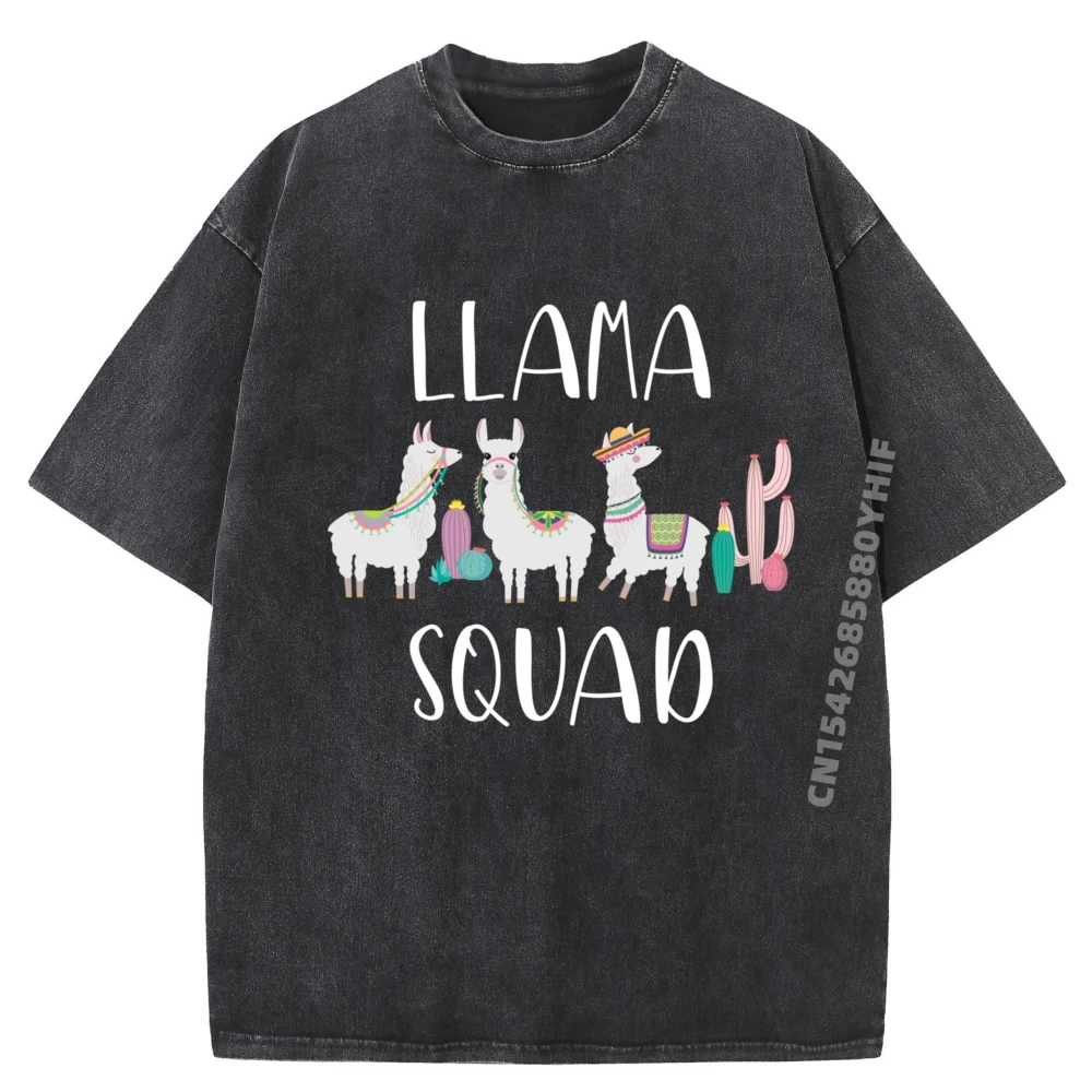 

Mens Printed Tees Llama Squad Mens Korean Fashion Men Camiseta Graphic Tshirt Men Normal Funny Washed Clothes