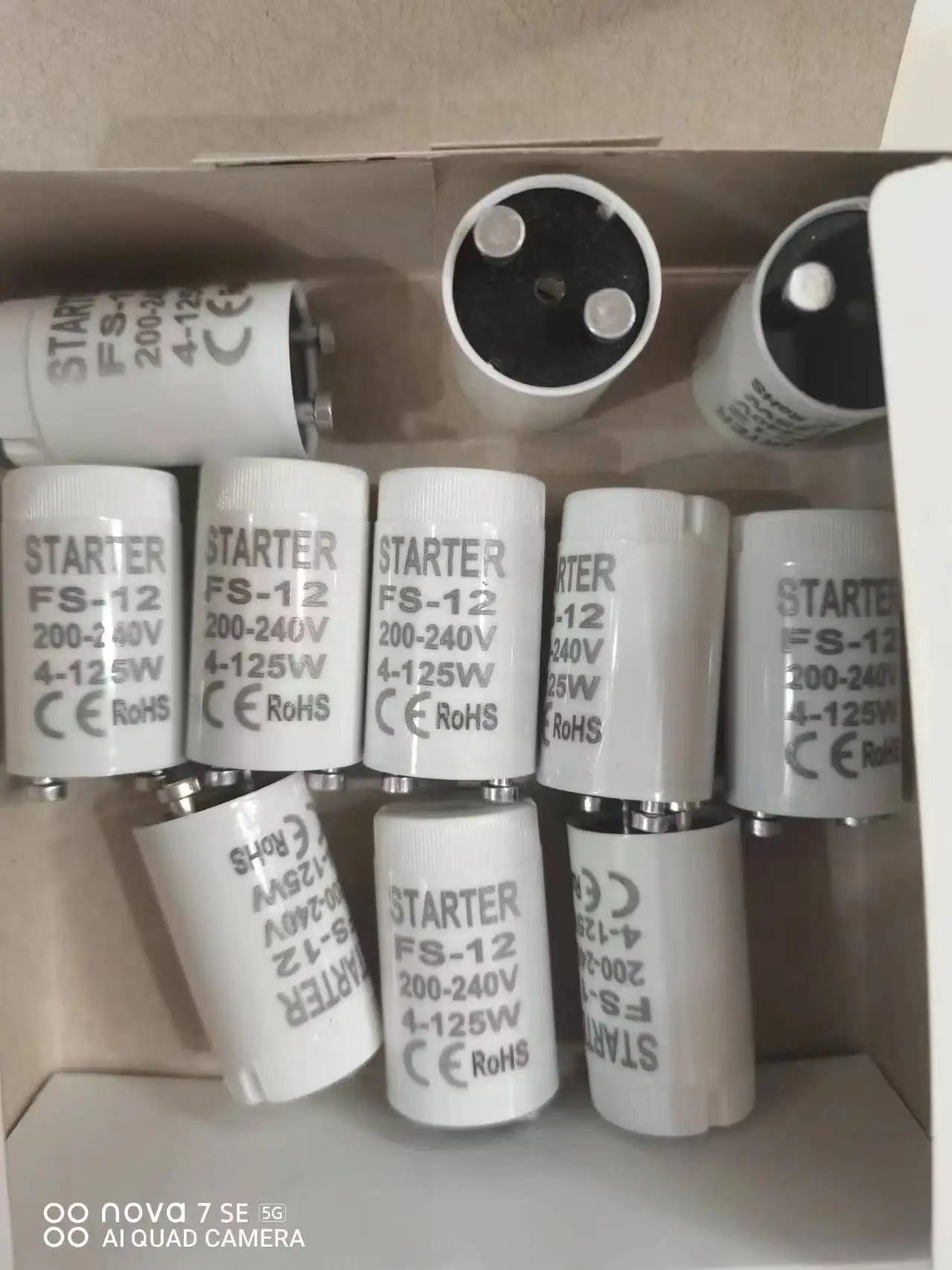 10pcs/lot Fluorescent Tube Fuse Starter with White Housing AC220V-240V 4-125W Fluorescent Light Ballast Starter CE ROHS