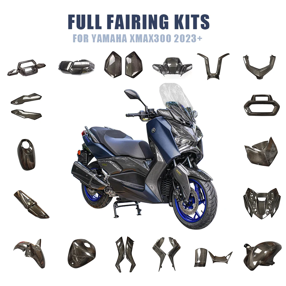 100% Carbon Fiber Full Fairing Kits For Yamaha X MAX300 XMAX300 2022-2024 Case Deflector Dry Carbon Motorcycle Accessories