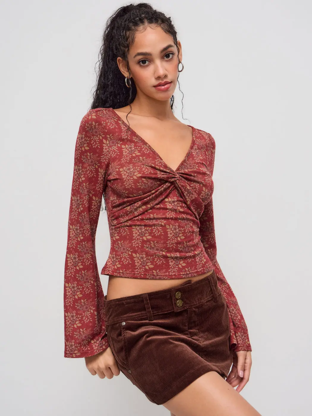 المرأة أزياء بلوزة عارضة فضفاضة طويلة الأكمام بلوزة عارضة سليم صالح الأزهار طباعة الخامس الرقبة قمم الخريف الربيع ملابس الشارع الشهير