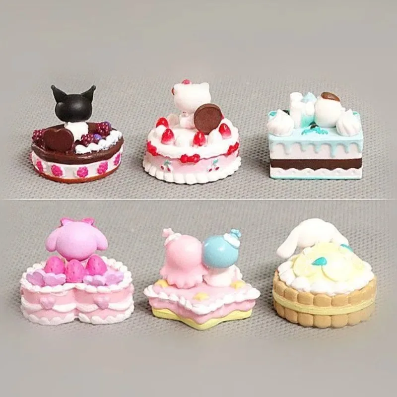 Sanrio Hello kitty Kuromi Cinnamoroll Pochacco Melody cake Series Collection Decorations Toy Model Brithday Christmas Gifts