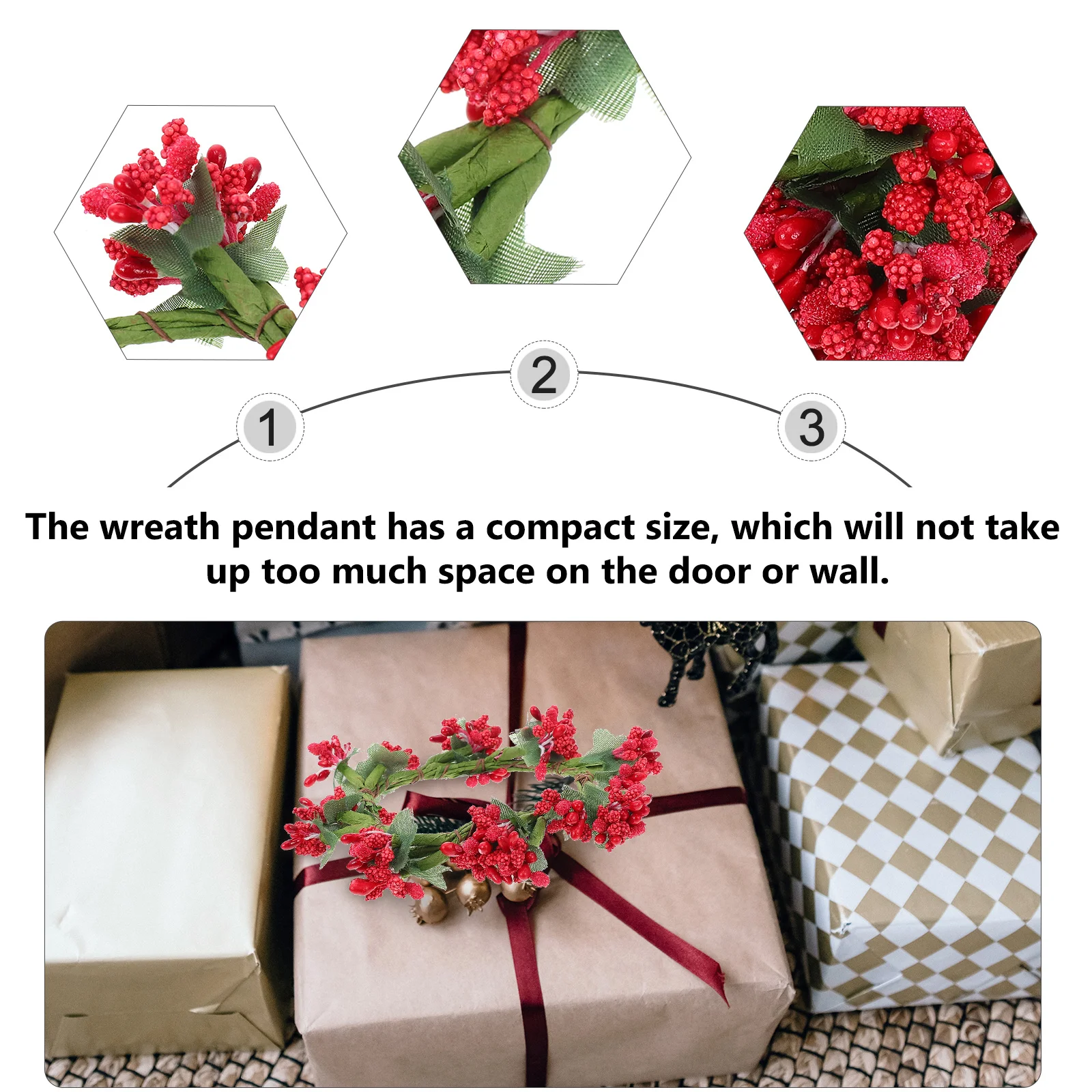 

6Pcs Stand Decoration Artificial Simulation Berry Wreath Xmas Hanging Pendant Garland Festival Wall Door Decor