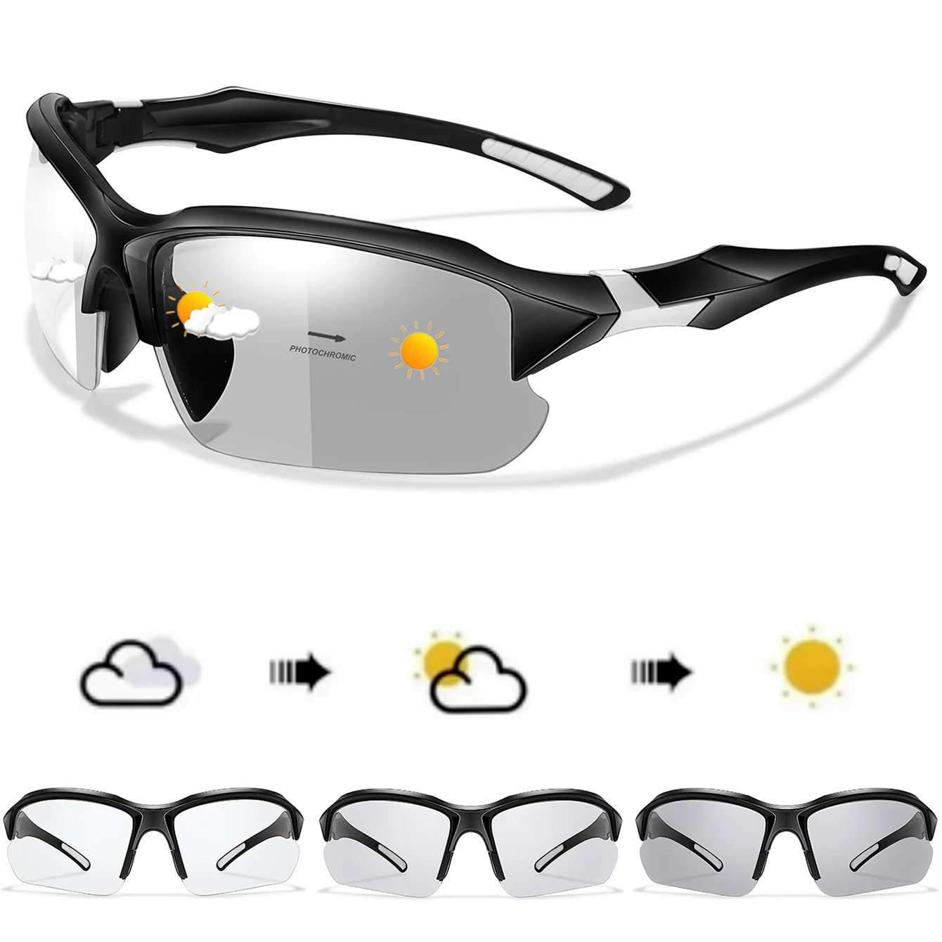 Photochromic Men Women Sports Cycling Sunglasses Daily Wearing Outdoor Running Travel Eyewere Windproof Trendy Goggles