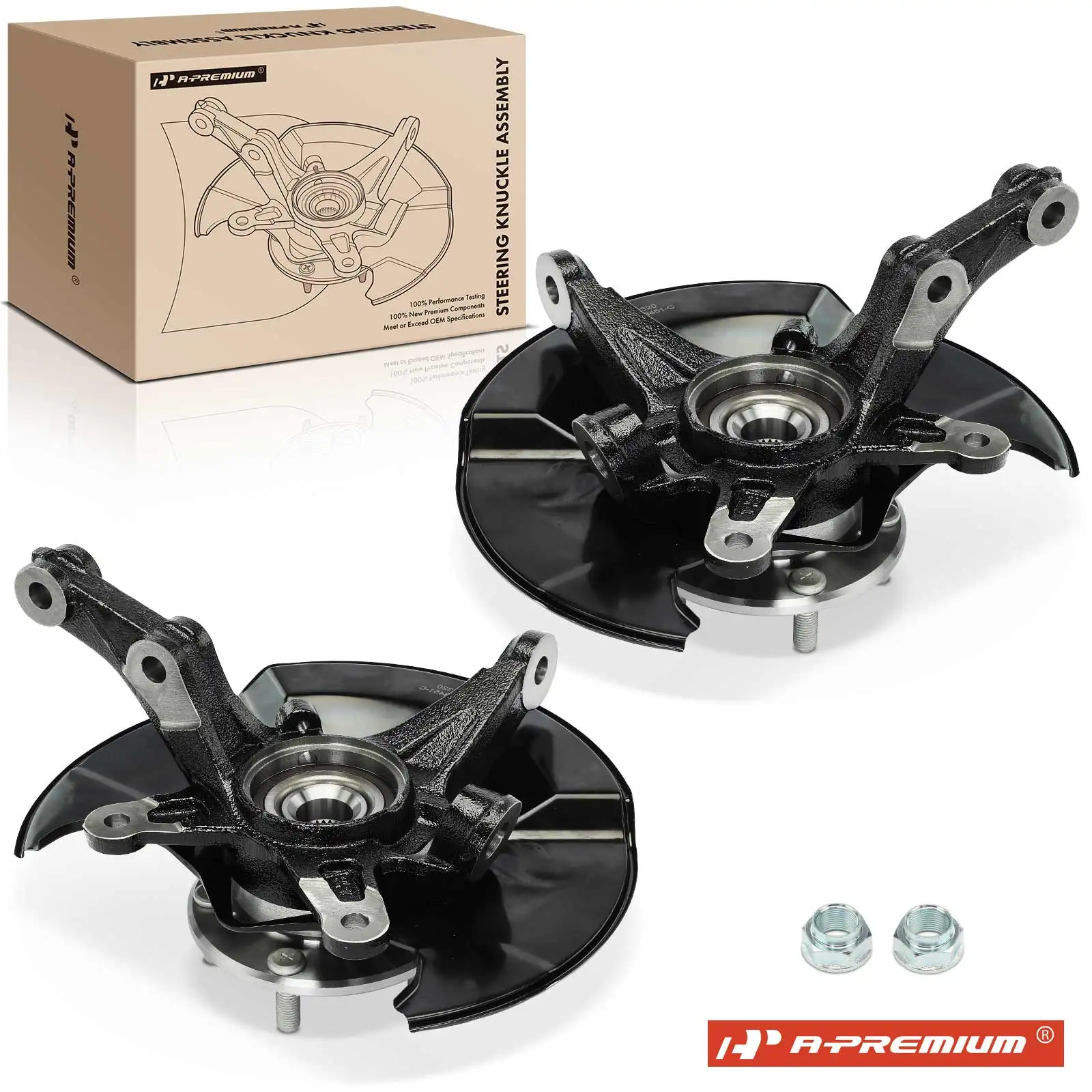 A-Premium 2Pcs Front Driver & Passenger Side Steering Knuckle & Wheel Hub Bearing Assembly for Honda Civic 2006-2011