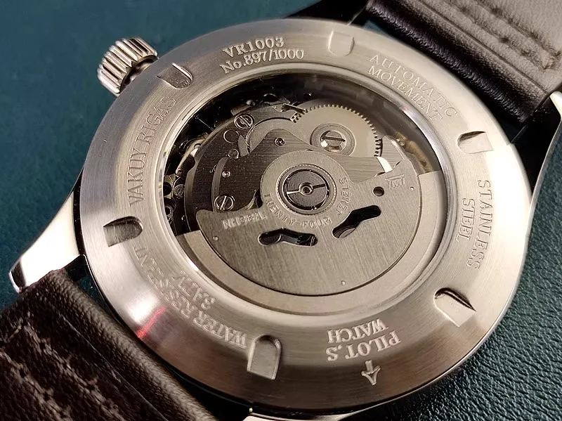 Vakuy 40mm relógio mecânico automático piloto nh35 madrepérola tridimensional prata parafuso prisioneiro negócios ao ar livre relógio à prova dwaterproof água