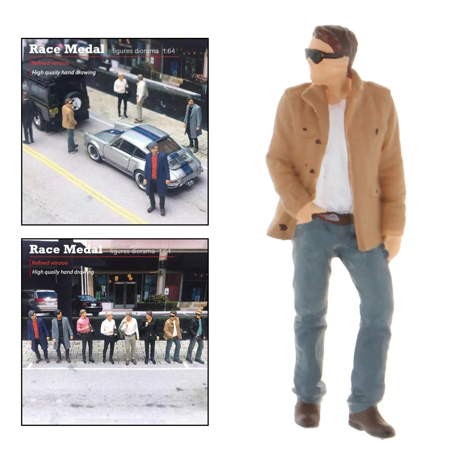 1:64 Diorama pintado figura pessoas jaqueta modelo roda de parque de construção