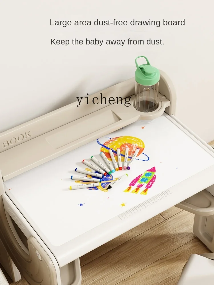 Tqh Children's Study Desk Baby Desk Baby Drawing Board Writing Desk Multifunctional Table Peanut Table Suit