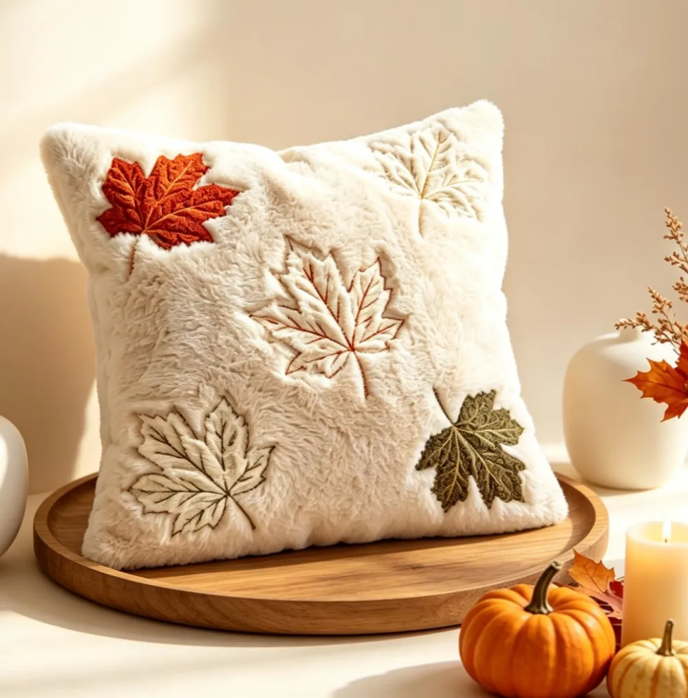 Thanksgiving Maple Leaf Embroidery Throw Pillowcase Cojines Sofa Decor Plush Cushion Cover Headboard Pillow Covers 30x50/45x45cm