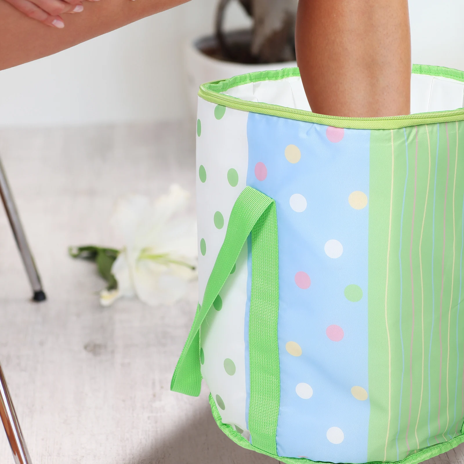 

Collapsible Foot Bath Basin Portable Foldable Thermal Insulation Durable Space Saving For Travel Dormitory Use Bag Included Foot