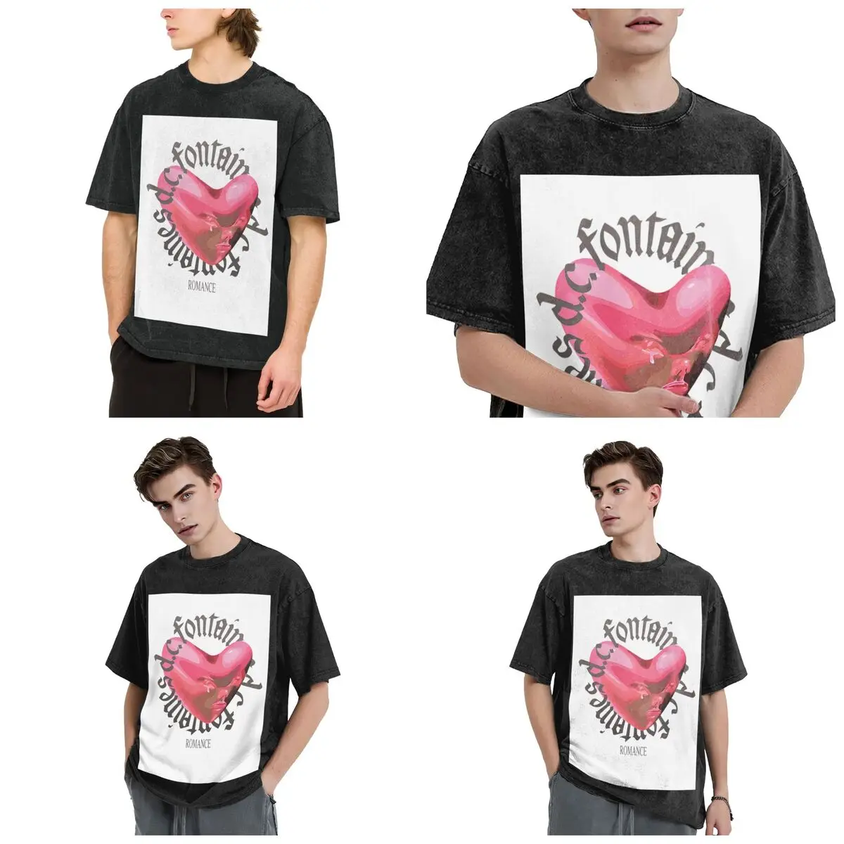Fontaines DC Romance Hip Hop Short Sleeve T-Shirts Washed Tops Tees Streetwear T Shirt Cotton for Men Women