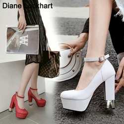 32 33 Platform Bling Upper Pumps Female Shoes Women Super High Heels Sexy Party Wedding Bride Shoes Woman 2025 Spring New