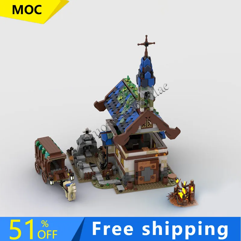 

1758PCS Customized MOC-21325 Medieval Architecture Chapel Model Building DIY Block Innovative Bricks Assembly Toy Holiday Gifts