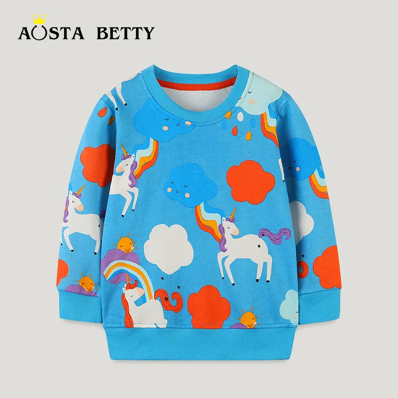 

European and American Style Children's Hoodie Autumn New Cartoon Crew-neck Top in Long-sleeved Bottom Shirt