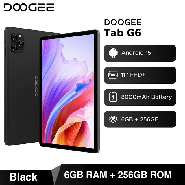 DOOGEE Tab G6 2 IN 1 Tablet Android 15 Dual Speakers 11'' Screen