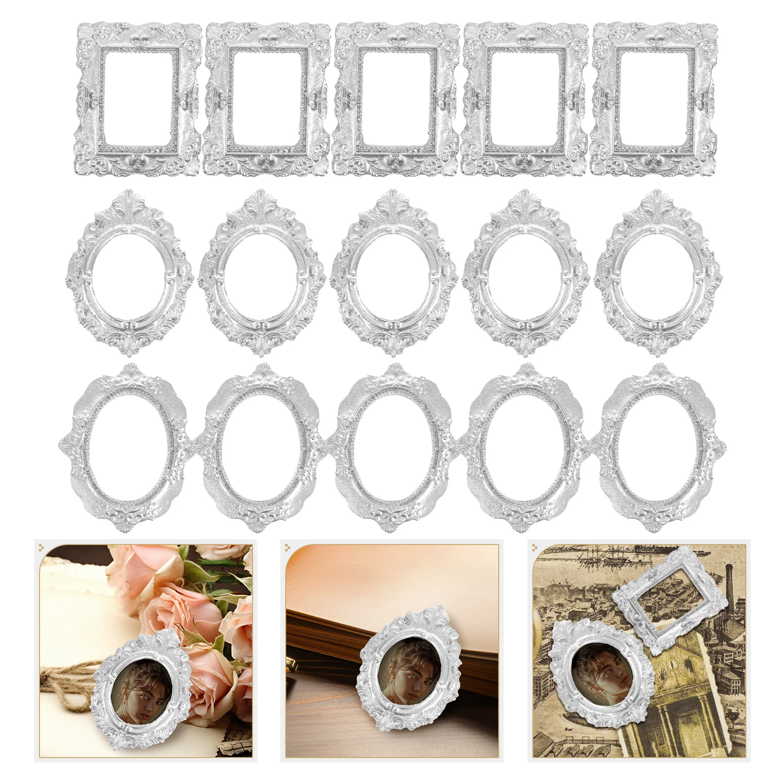 15 Pcs Oil Frame Accessories Small Photo Picture Frames Decorate DIY Crafts Resin Mini Retro