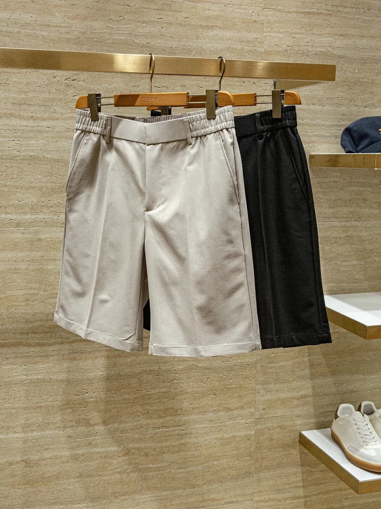 

Высококачественные летние мужские шорты из саржевой ткани против морщин с эластичной резинкой на талии